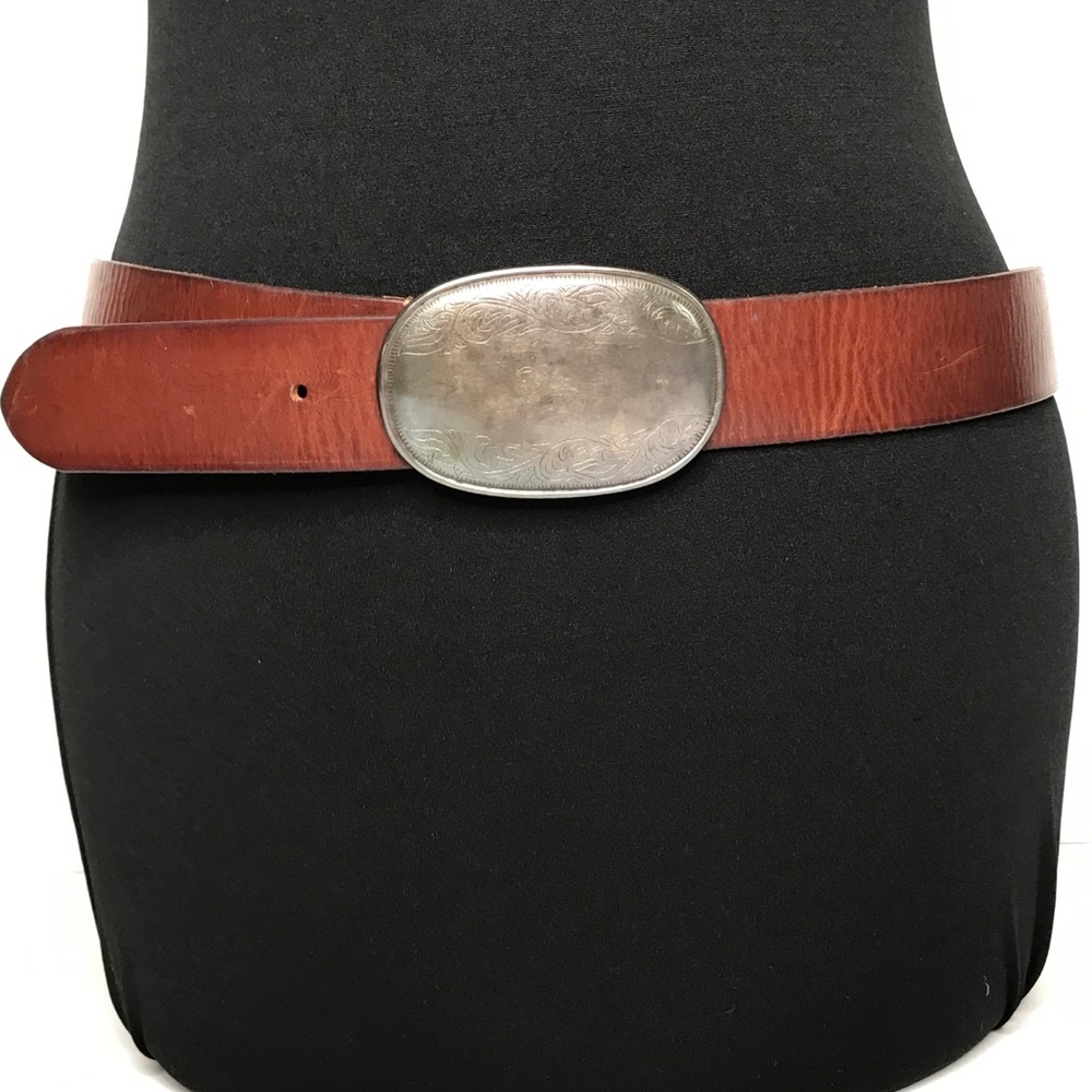 Vintage Abercrombie Leather Belt M Buckle Western